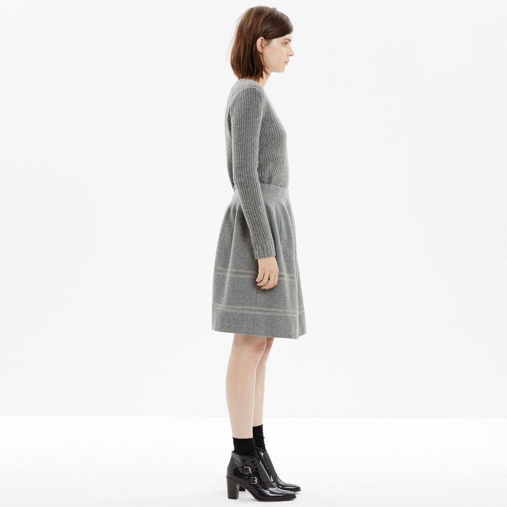 Madewell High Waist A-Line Wool Skirt w/ Pockets and Mesh Trim Small